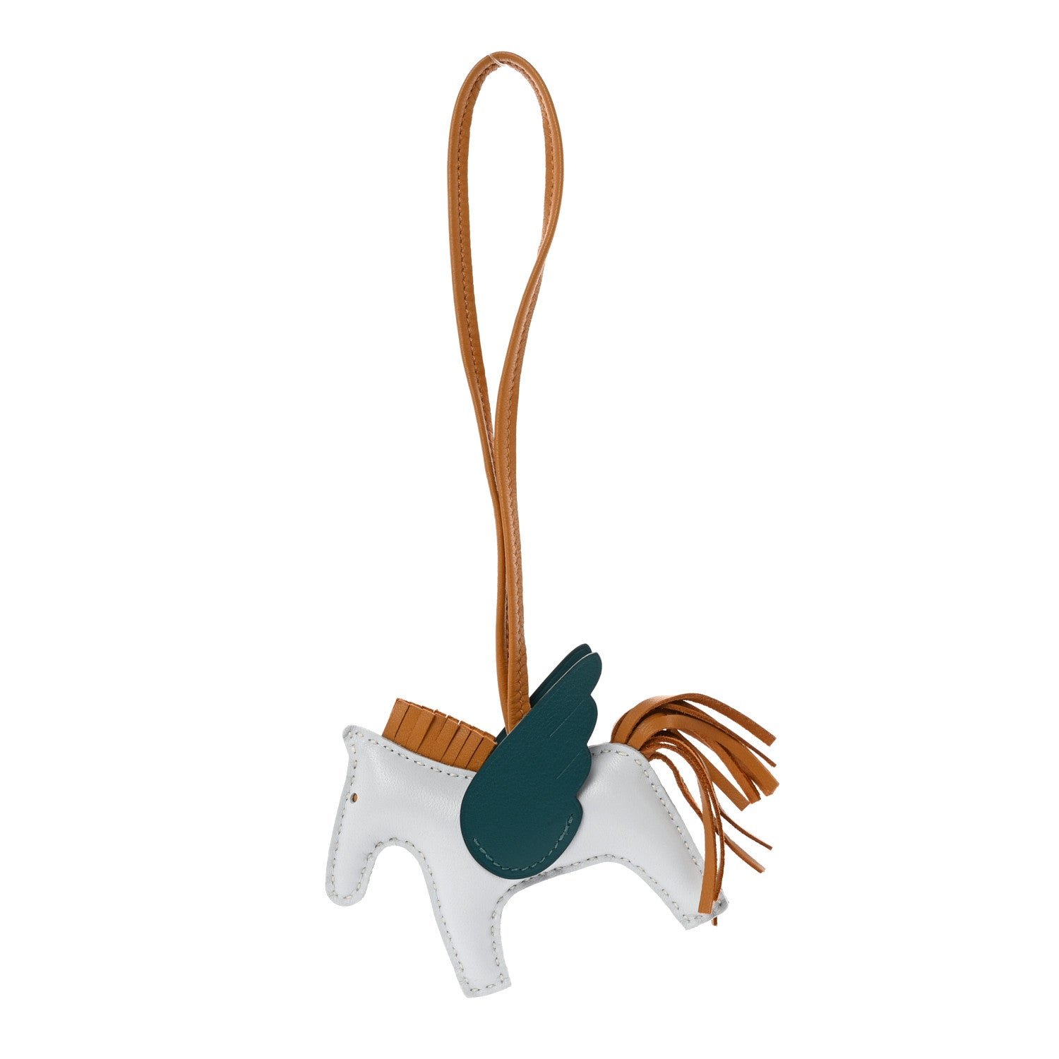 Hermes Milo Lambskin Grigri Rodeo Pegase Horse Bag Charm PM Bleu Brume Sesame Vert Bosphore