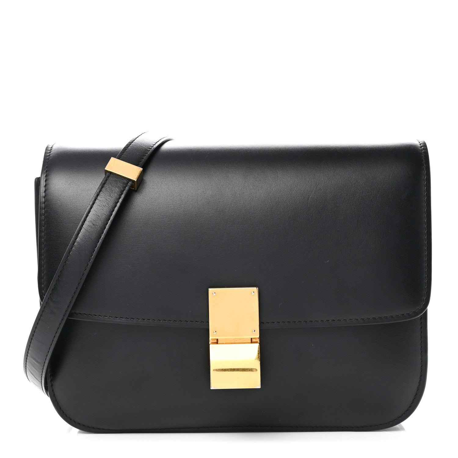 Celine Box Calfskin Medium Classic Box Flap Bag Black