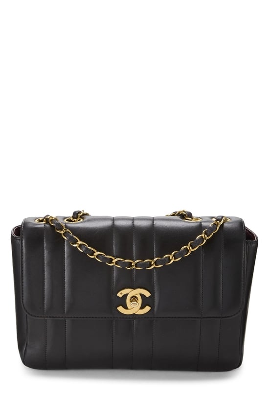 Black Lambskin Vertical Flap Small