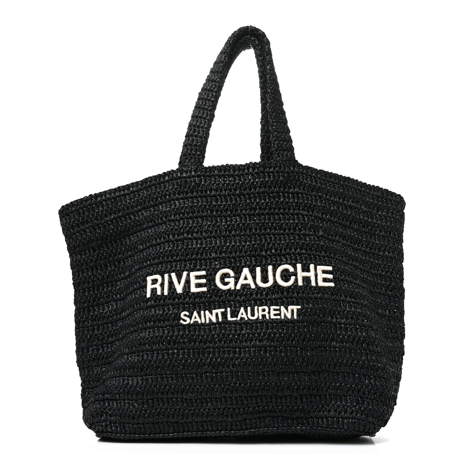 Saint Laurent Raffia Rive Gauche Tote Black