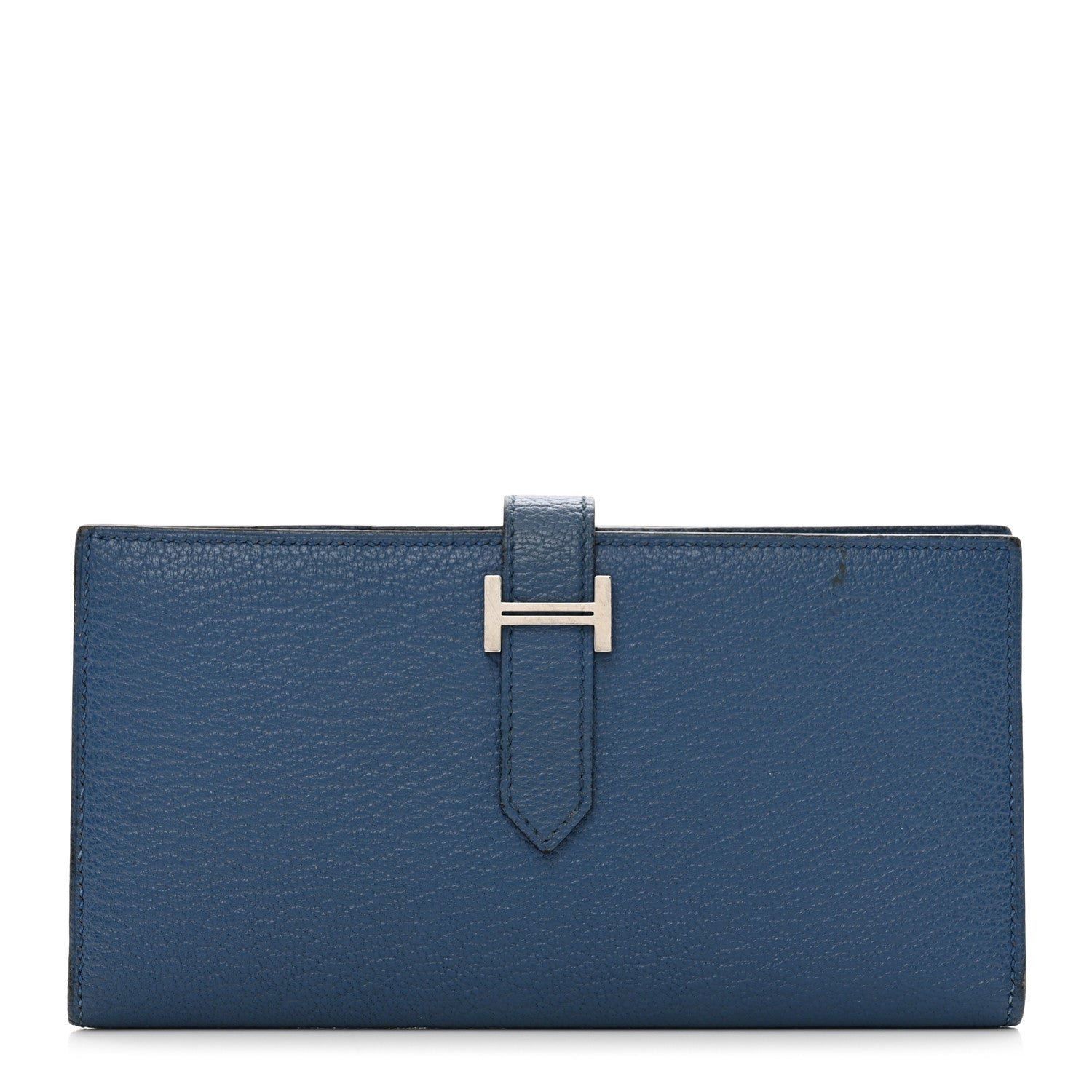 Hermes Chèvre Mysore Bearn Gusset Wallet Bleu Agate
