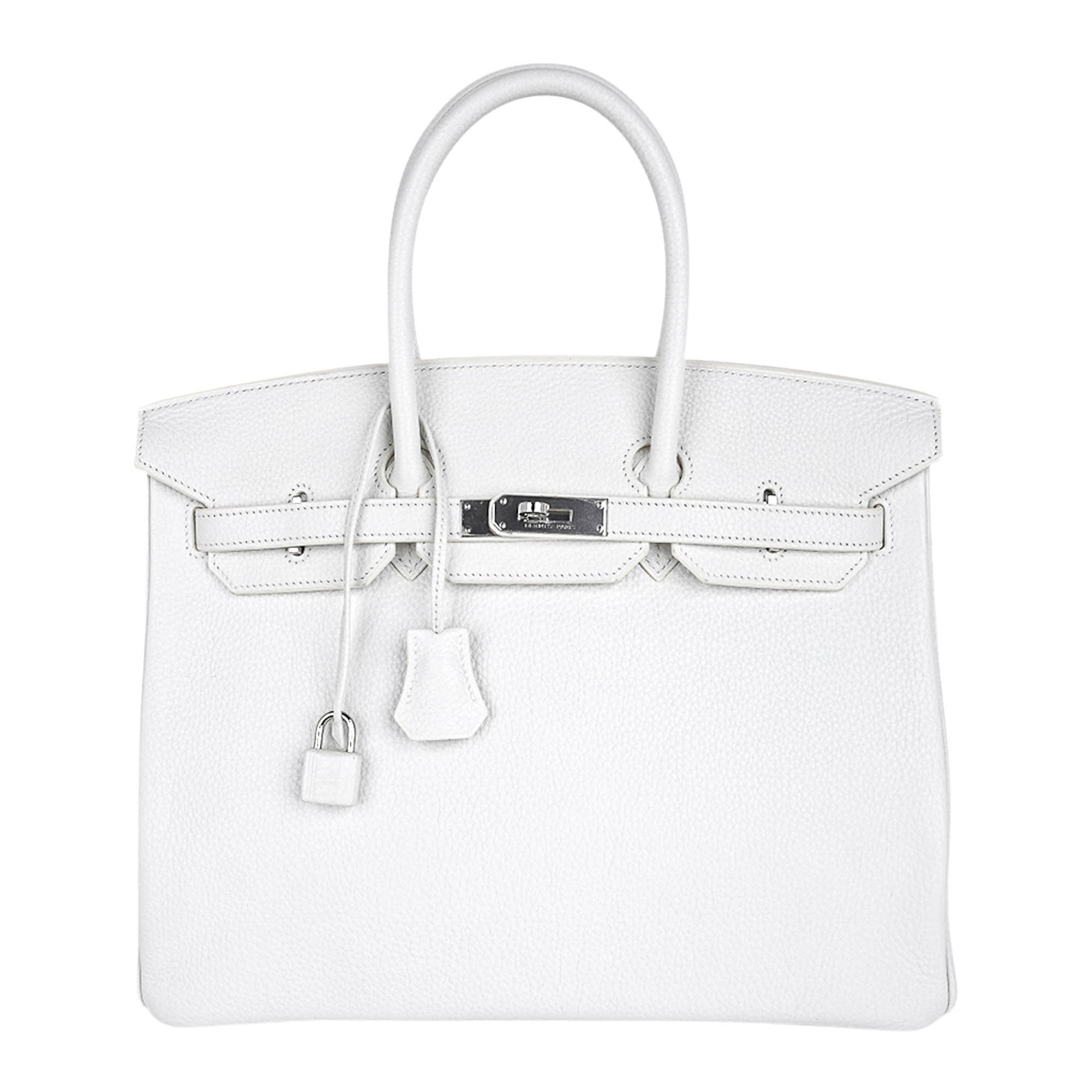 Hermes Hermes Birkin 35 Bag White Clemence Leather with Palladium Hardware