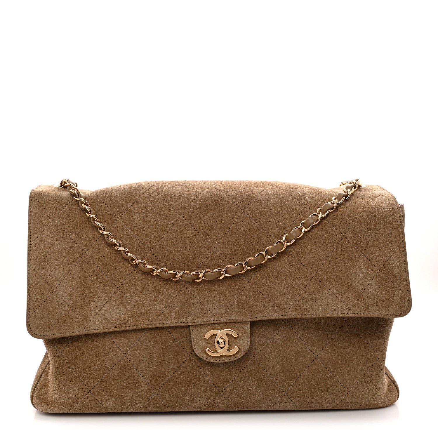 Chanel Suede Calfskin Souplissimo Maxi Flap Dark Beige