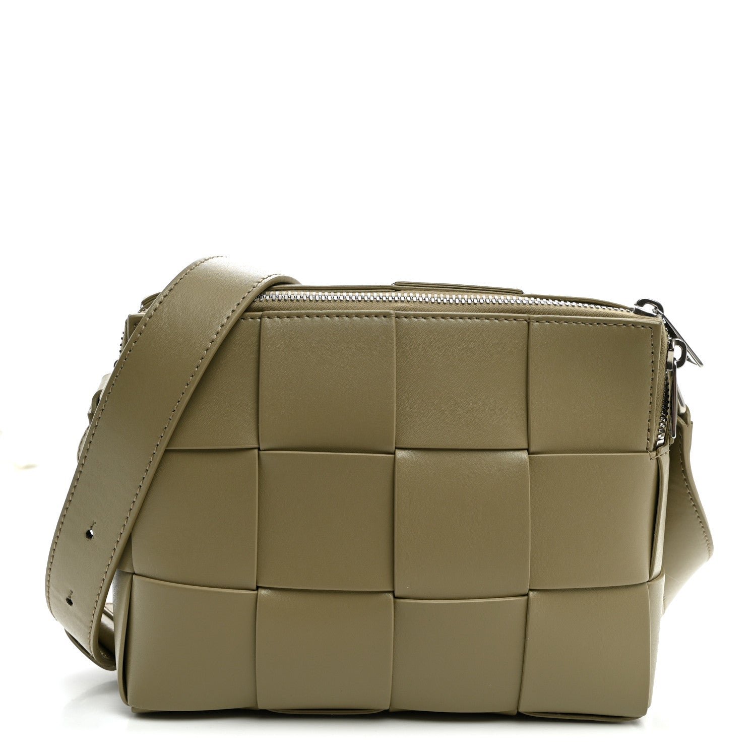 Bottega Veneta Lambskin Maxi Intrecciato Cassette Camera Bag Travertine
