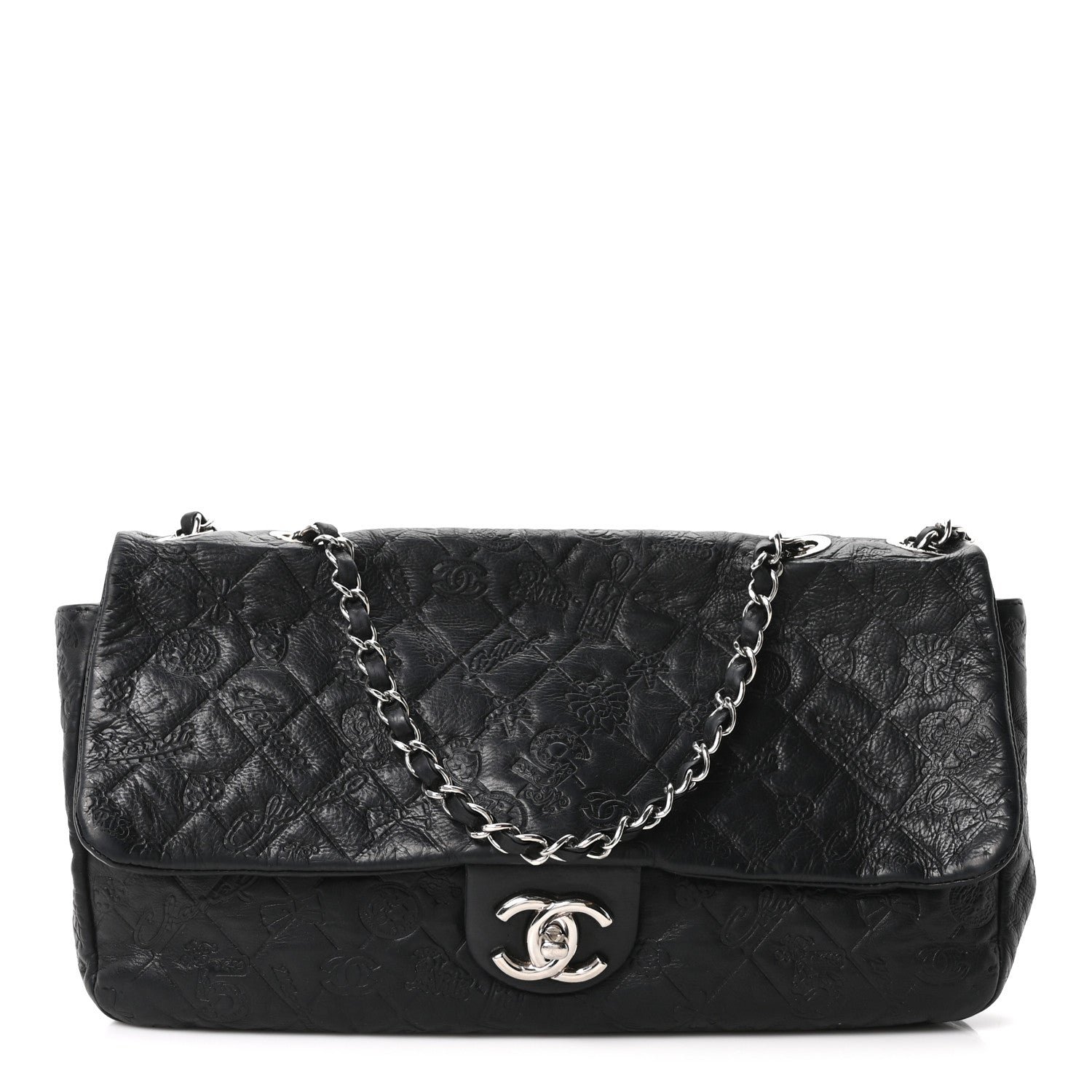 Chanel Calfskin Embossed Large Lucky Symbols Flap Black
