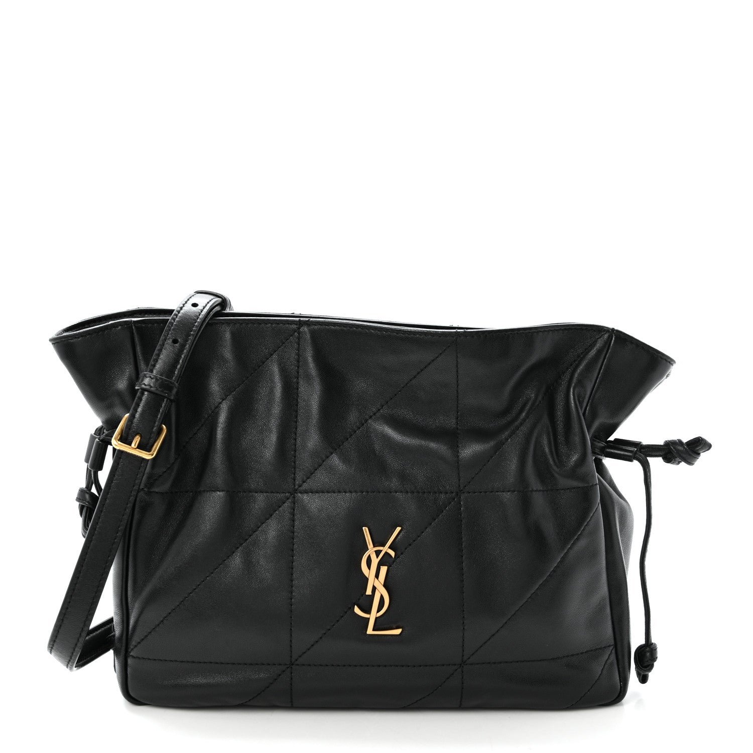 Saint Laurent Lambskin Matelasse Monogram Medium Jamie Shoulder Pouch Bag Black