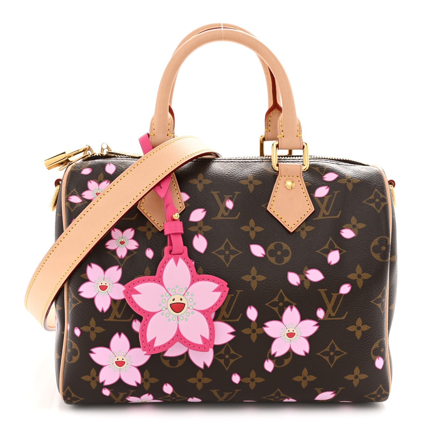Louis Vuitton LV X TM Monogram Cherry Blossom Speedy Bandouliere 25 Sakura Brown