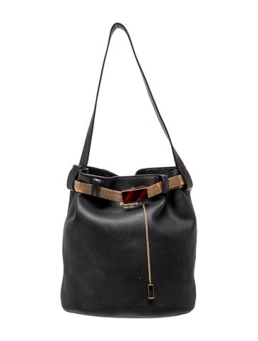 Leather Buckle Bag w/Jeweled Belt