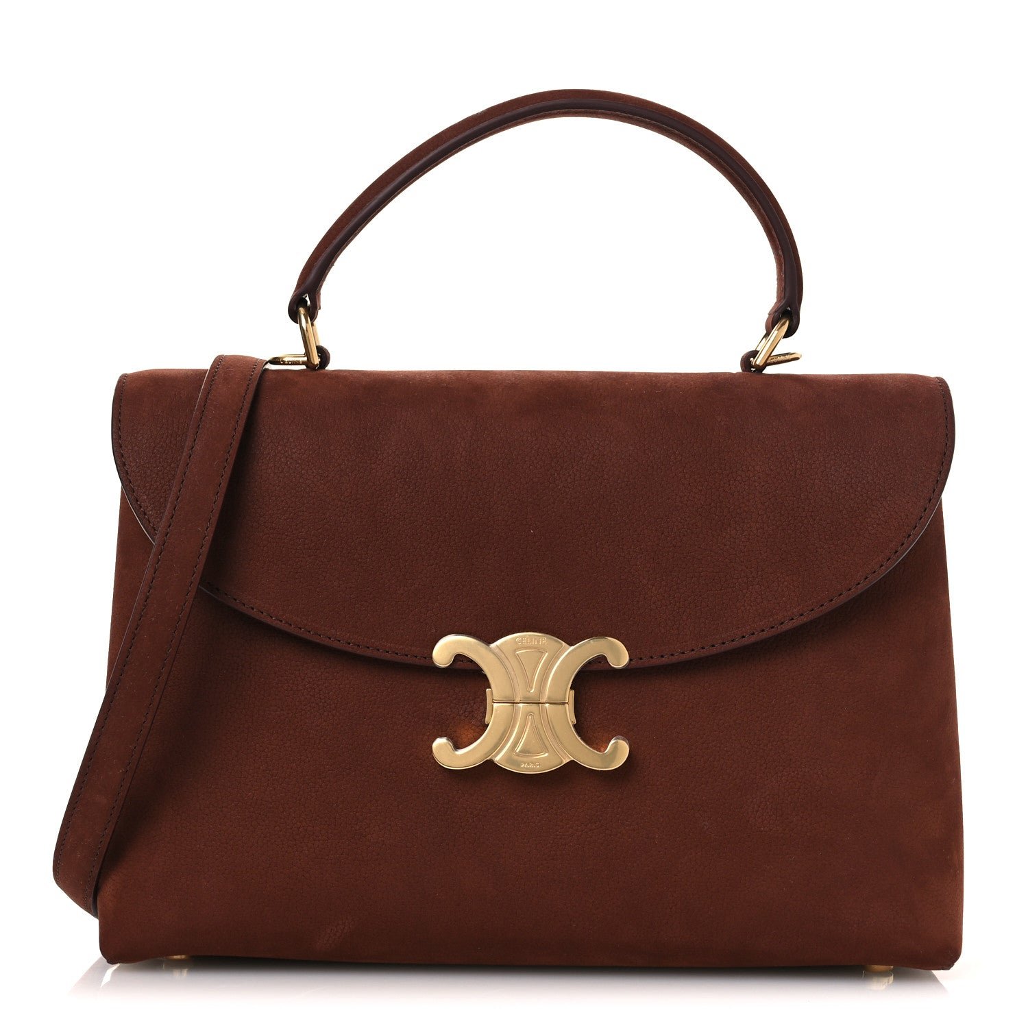 Celine Grained Nubuck Calfskin Medium Nino Chestnut