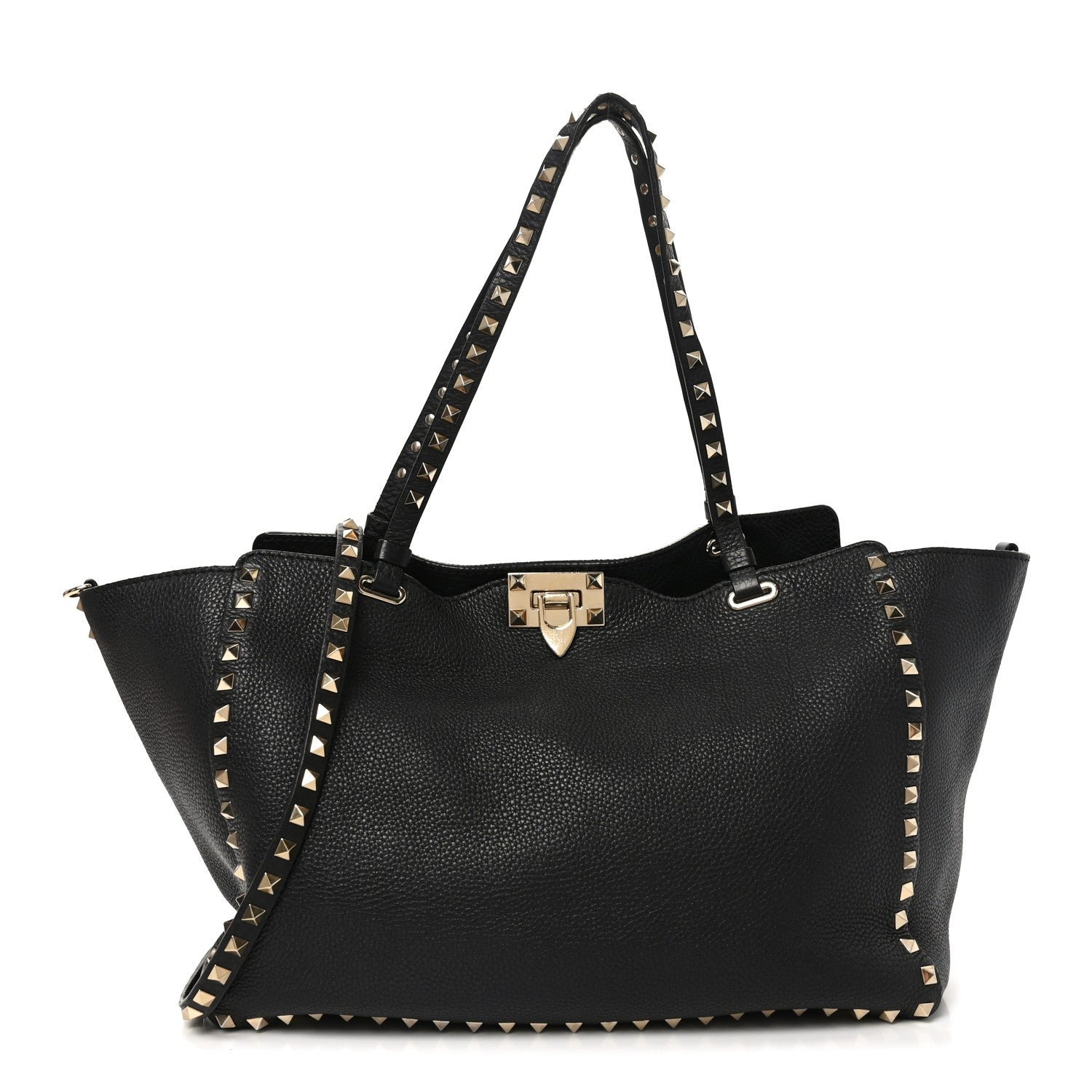 Valentino Garavani Vitello Medium Rockstud Tote Black