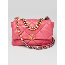 Chanel Pink Quilted Lambskin Leather Medium Chanel 19 Bag