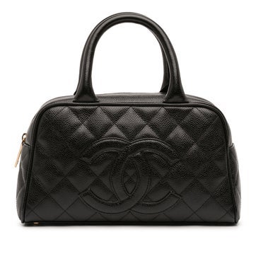 Calf Leather CC Quilted Caviar Bowling Bag