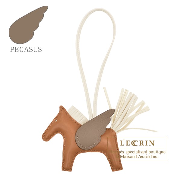Hermes Rodeo charm Pegasus PM Gold/Craie/Etoupe grey Agneau/Swift leather