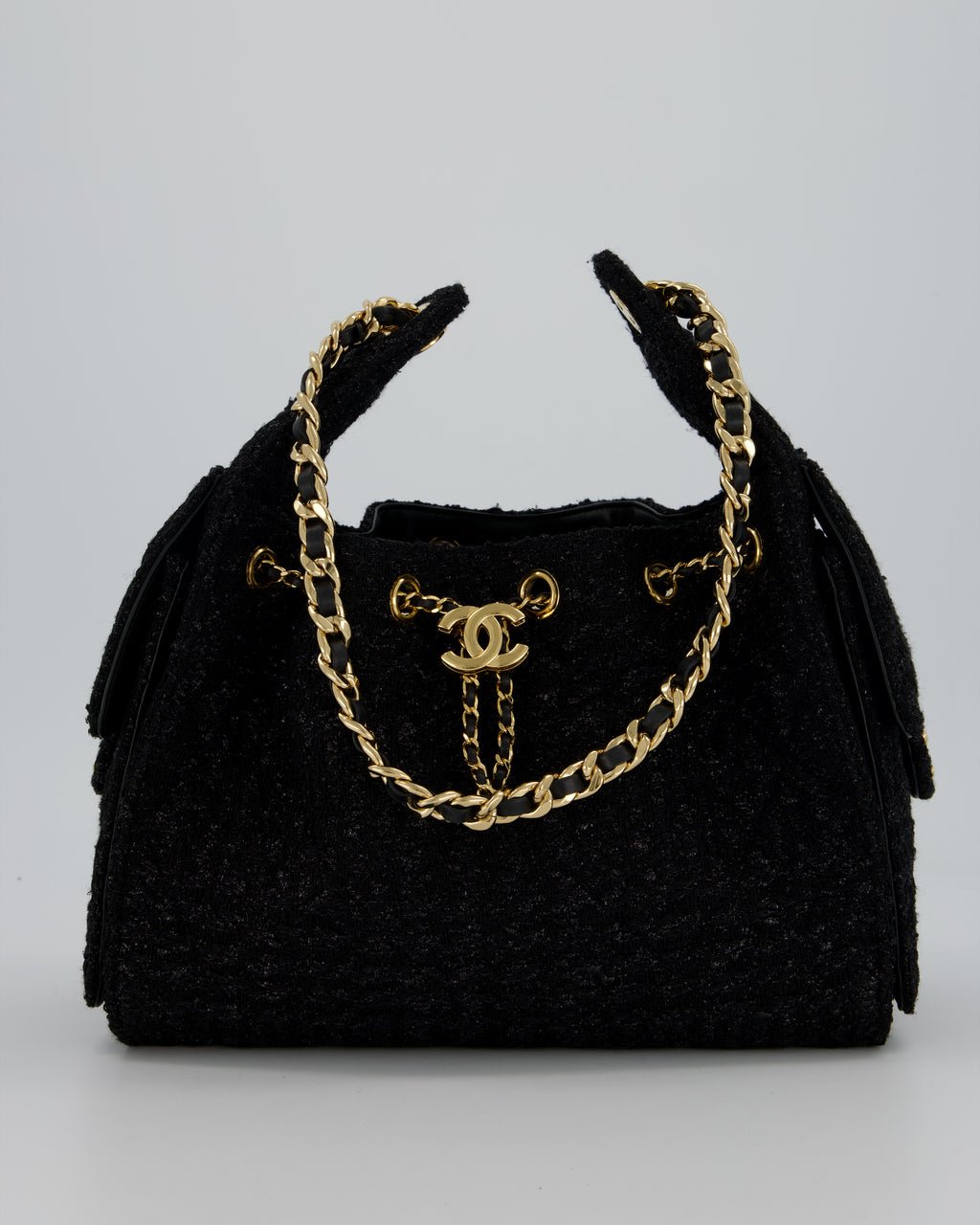 Chanel Black Tweed 25 Small Handbag with Gold Hardware