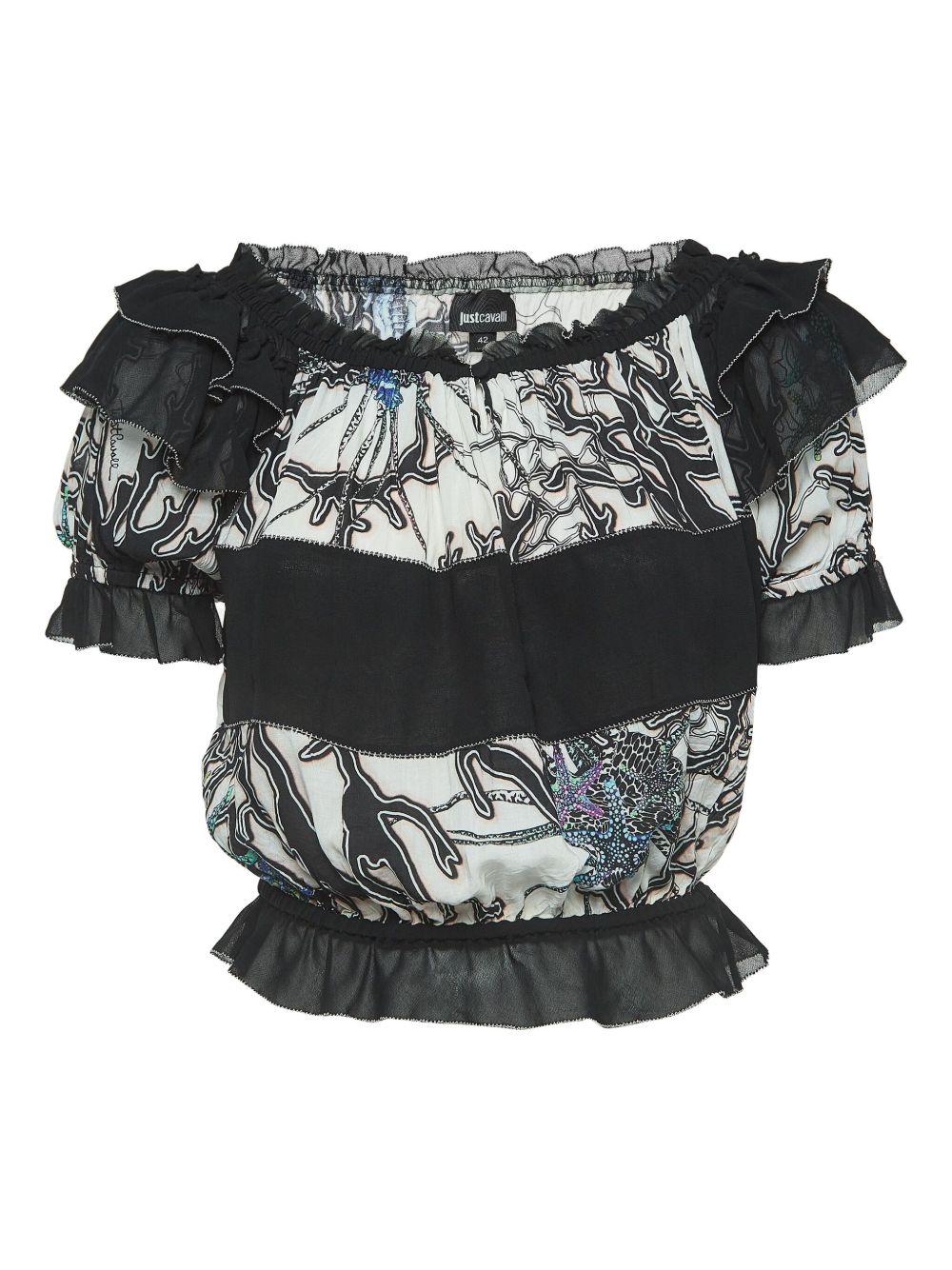 pre-owned ruffled off-the-shoulder blouse