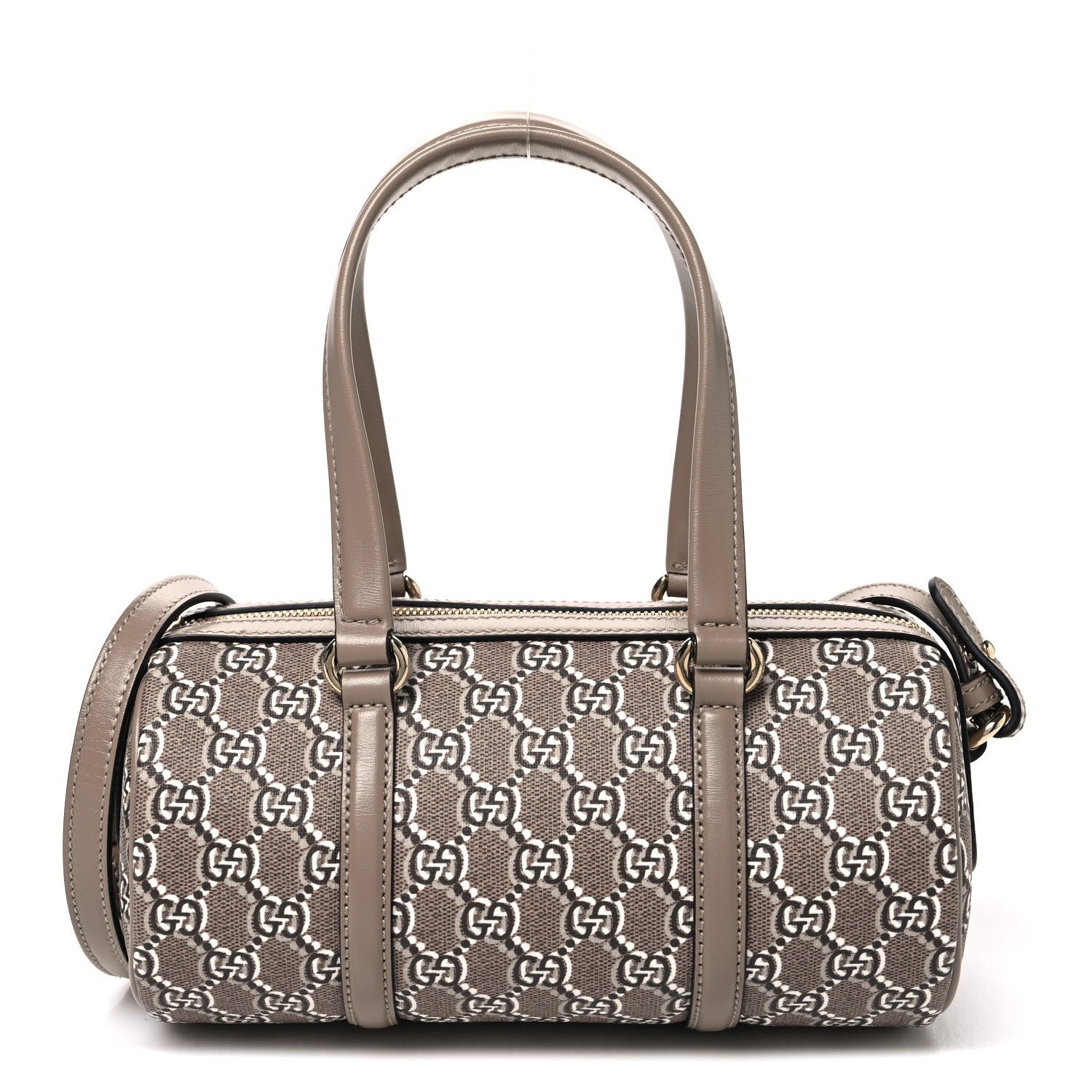 Gucci GG Shadow Monogram Ophidia Top Handle Bowler Bag Taupe