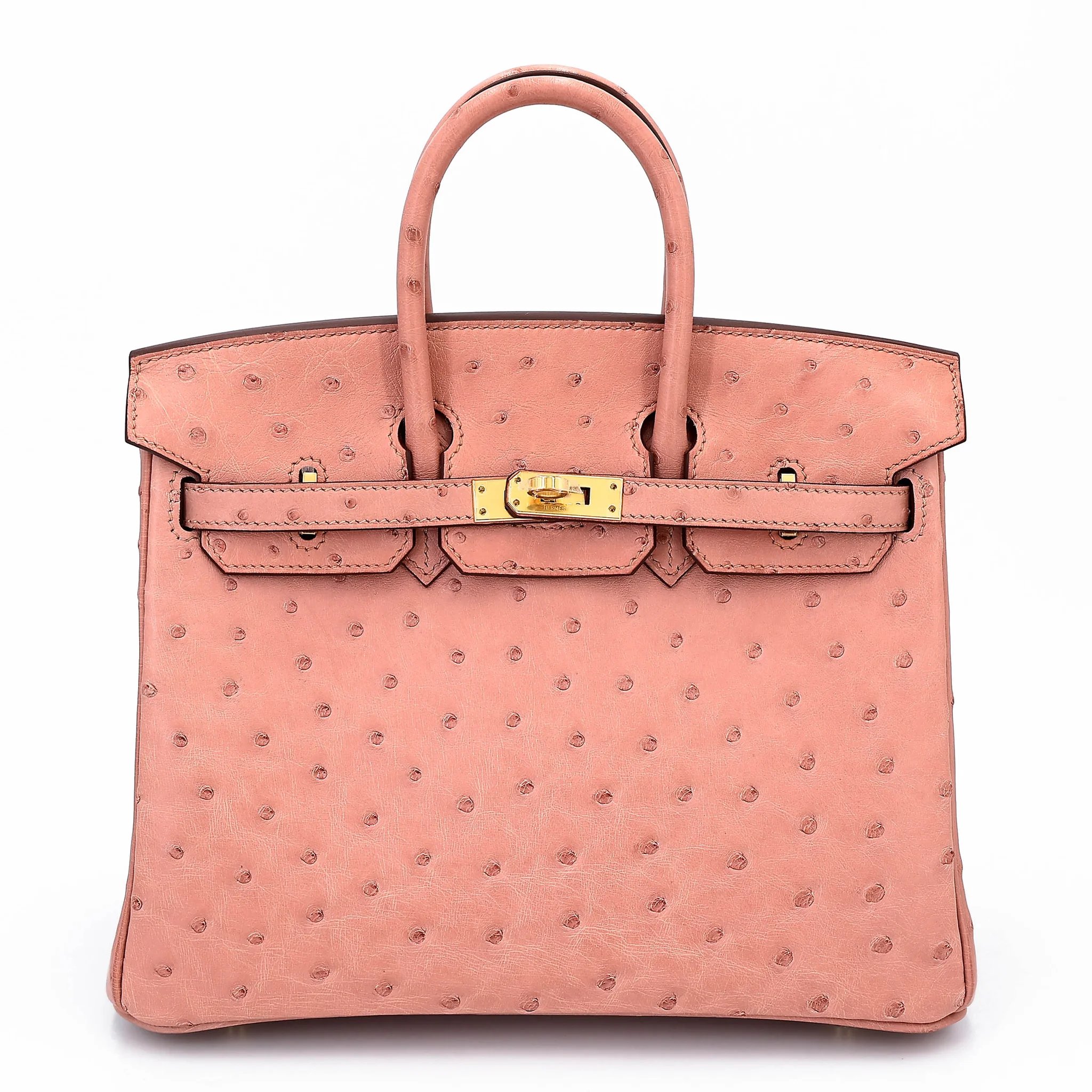 Excellent ( Rank SA ) HERMÈS Birkin 25 Terre Cuite (94) Ostrich Gold hardware B (2023)
