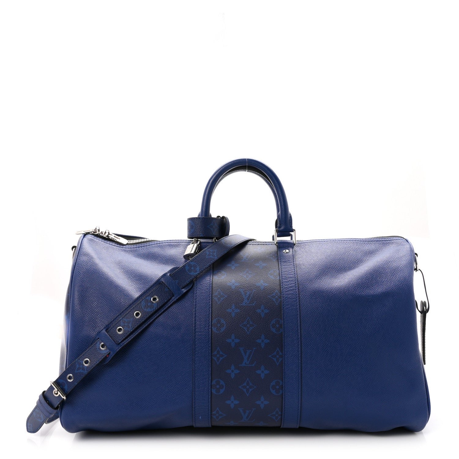 Louis Vuitton Taiga Monogram Eclipse Keepall Bandouliere 50 Pacific Blue