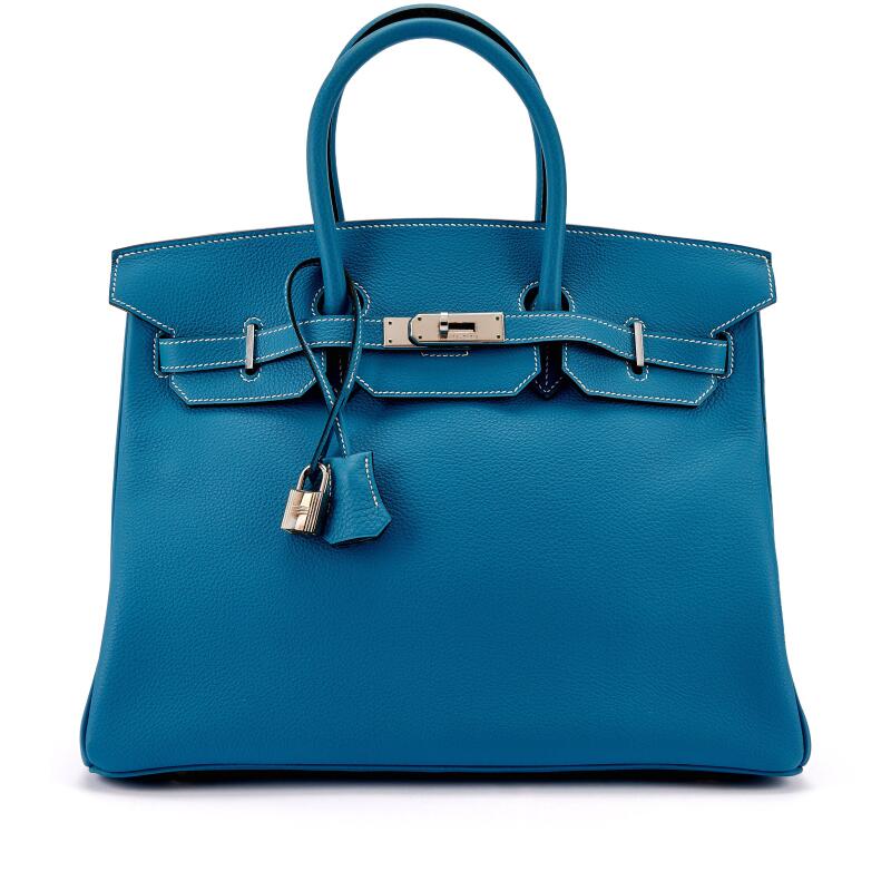 Bleu Jean Togo Birkin 35 Palladium Hardware, 2001