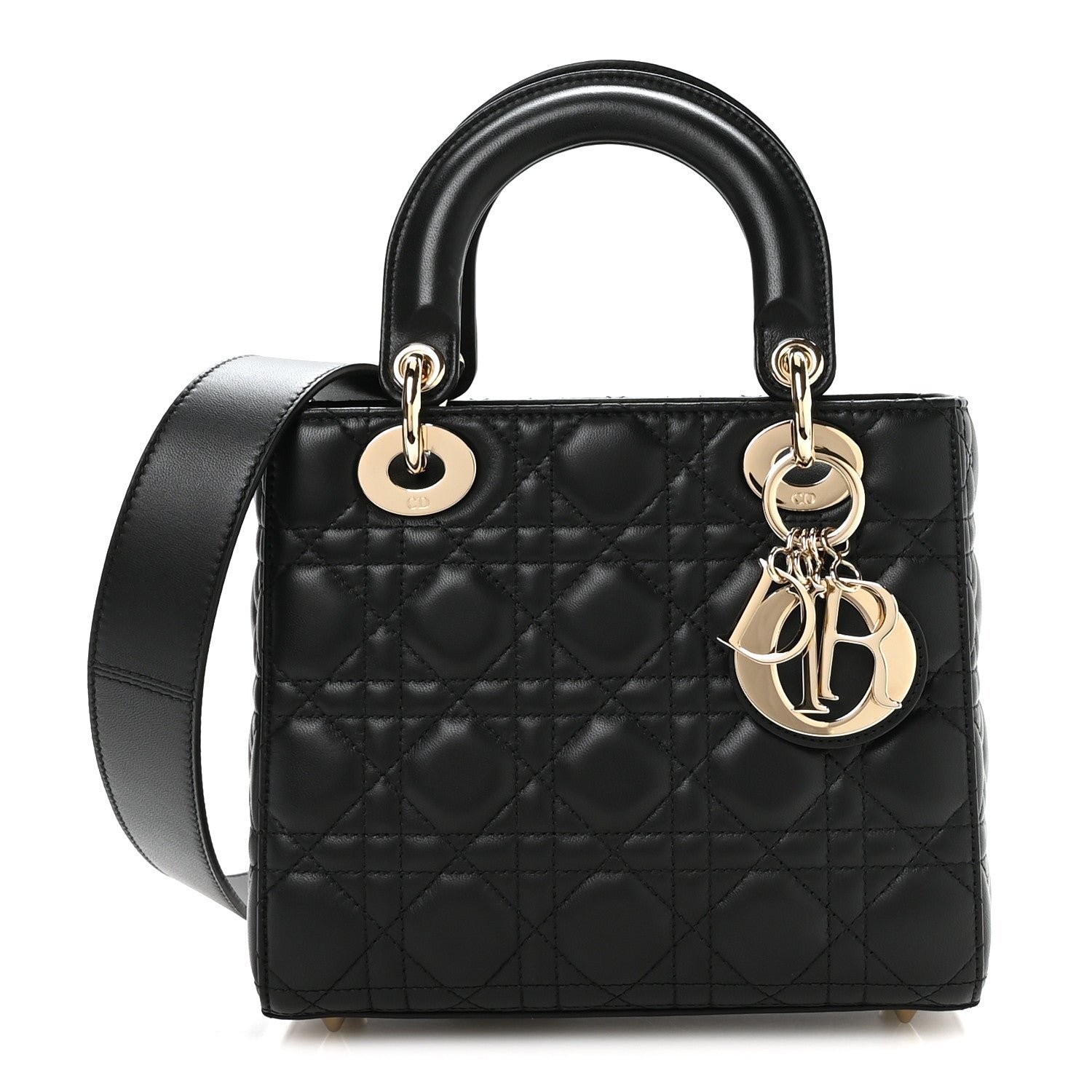 Christian Dior Lambskin Cannage Small My ABCDior Lady Dior Black