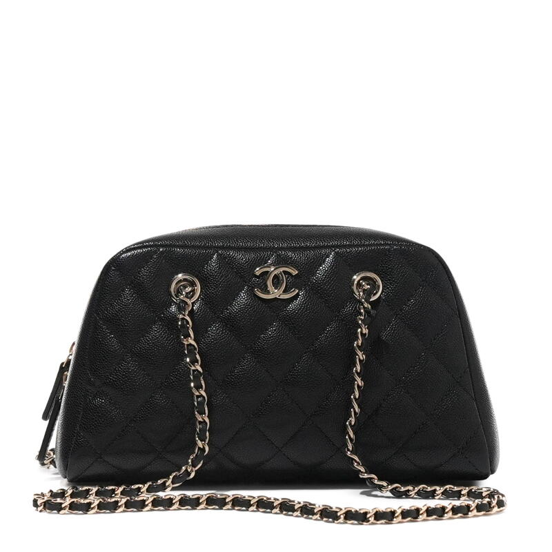 Black Quilted Caviar Clutch With Chain Gold Hardware, 2026