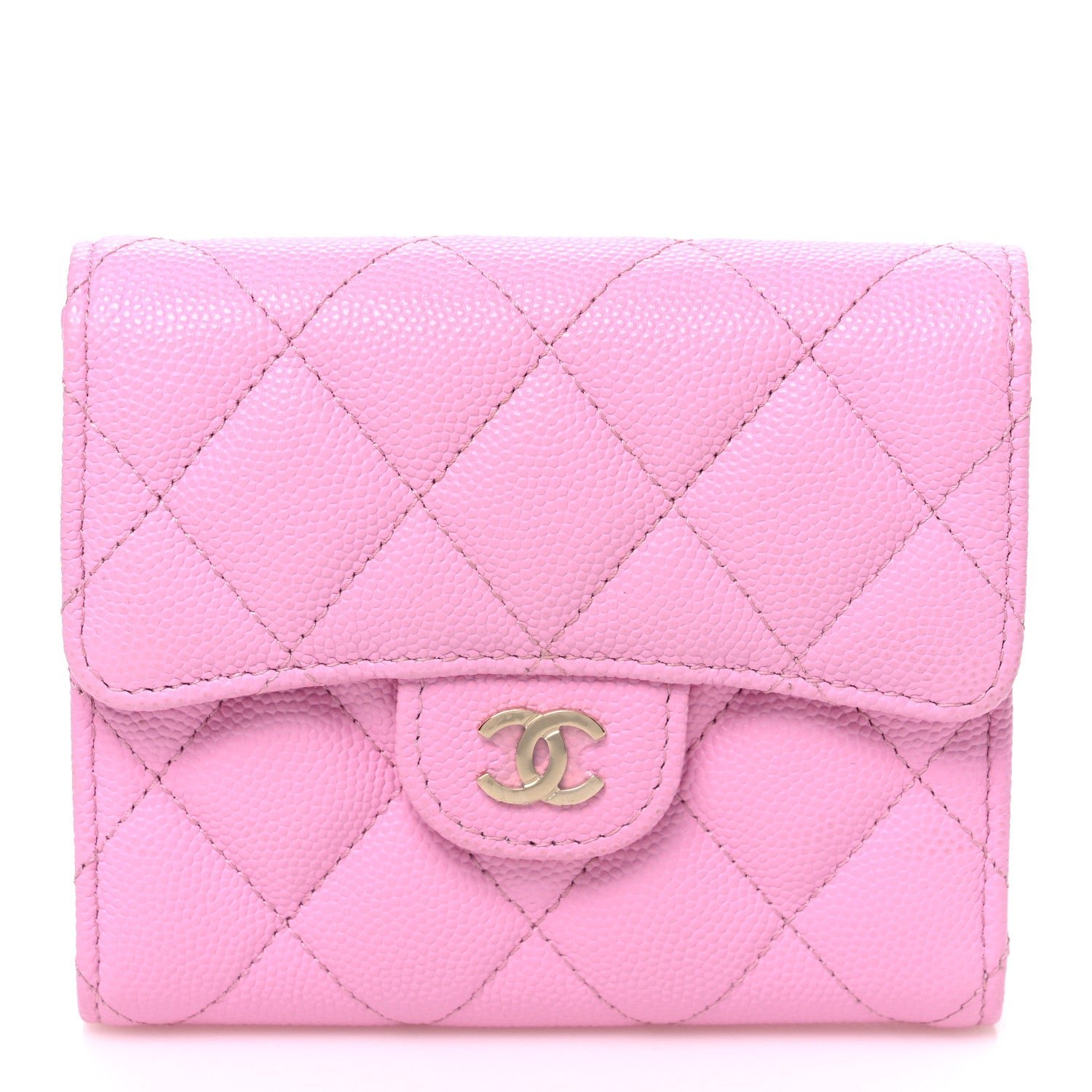 Chanel Caviar Quilted Compact Flap Wallet Light Pink Light Pink