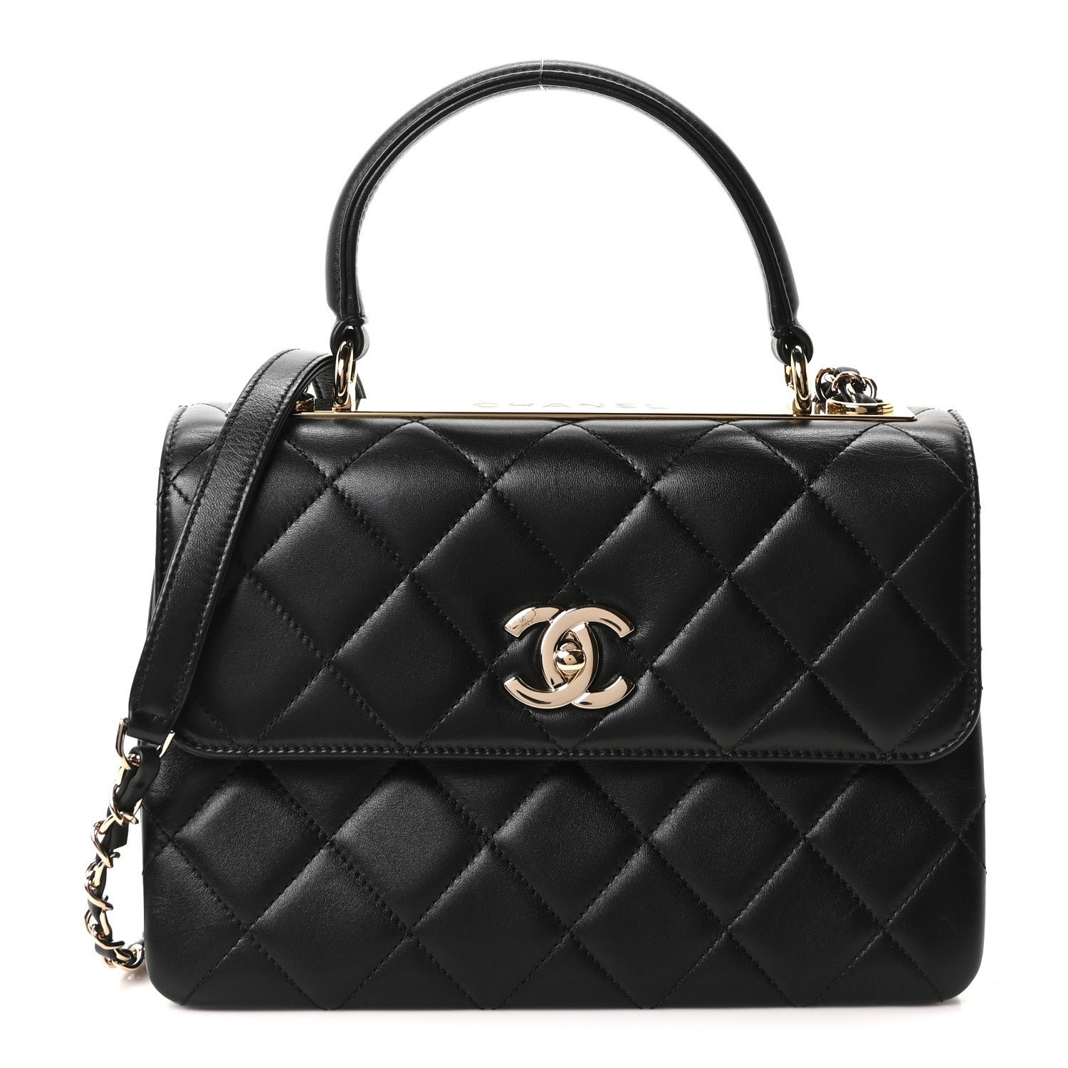 Chanel Lambskin Quilted Small Trendy CC Dual Handle Flap Bag Black