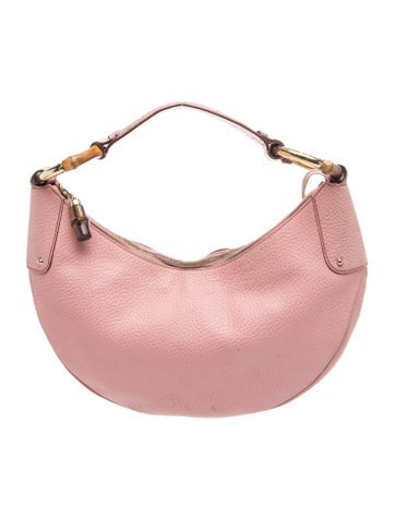 Bamboo Pink Pebbled Leather Bamboo Ring Medium Hobo Bag