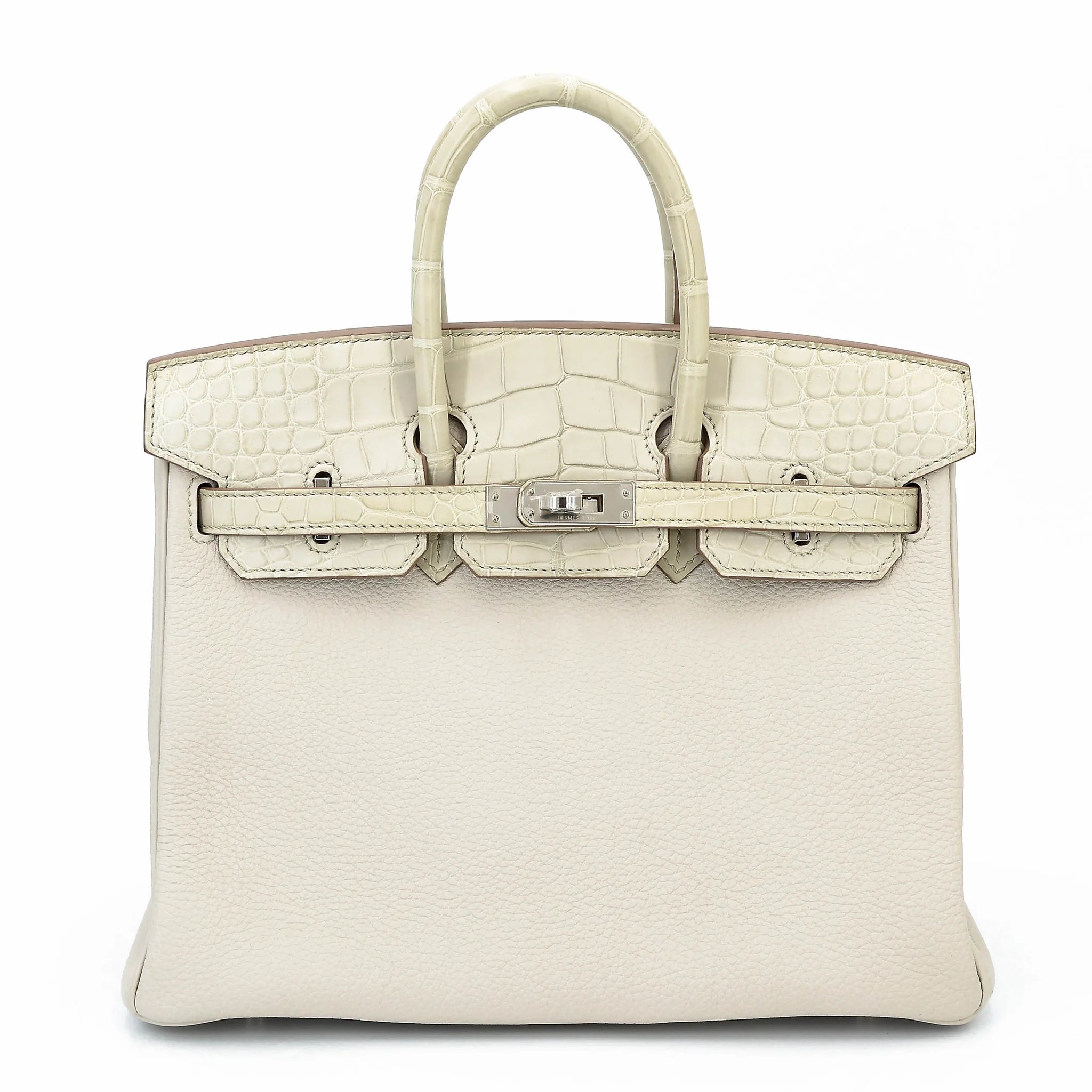 Unused ( Rank NS ) HERMÈS Birkin 25 Touch Beton (8L) Togo Matte Alligator Palladium hardware U (2022)