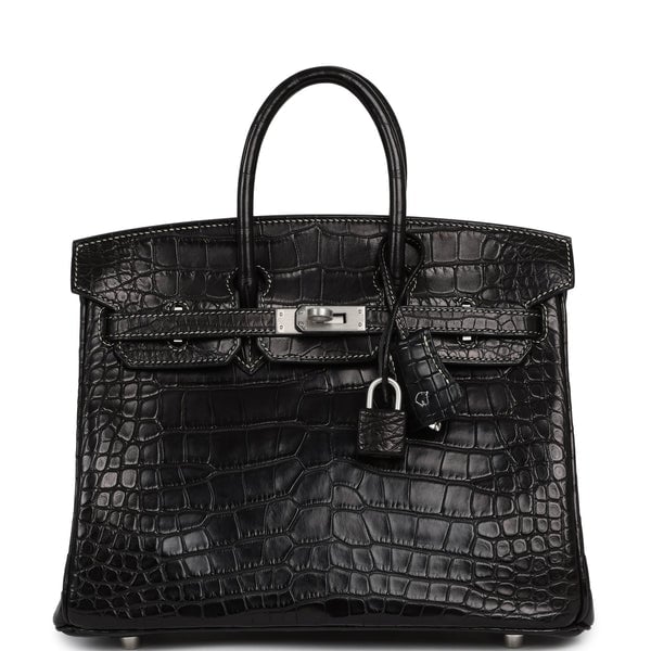Hermes Hermes Special Order (HSS) Birkin 25 Black Matte Verso Alligator Brushed Palladium Hardware