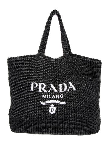 Prada Enameled Metal Triangle Raffia Enameled Metal Triangle Tote