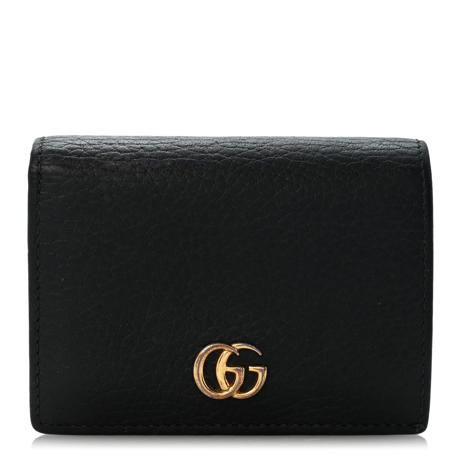Gucci Pebbled Calfskin GG Marmont Card Case Black