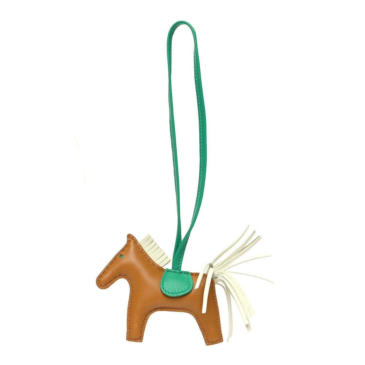 Hermes Milo Lambskin Grigri Rodeo Horse Bag Charm PM Sesame Vert Fizz Menthe