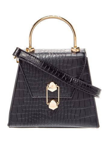 Badgley Mischka Embossed Leather Top Handle Bag