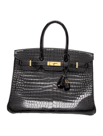 Hermes Shiny Porosus Crocodile Birkin 35