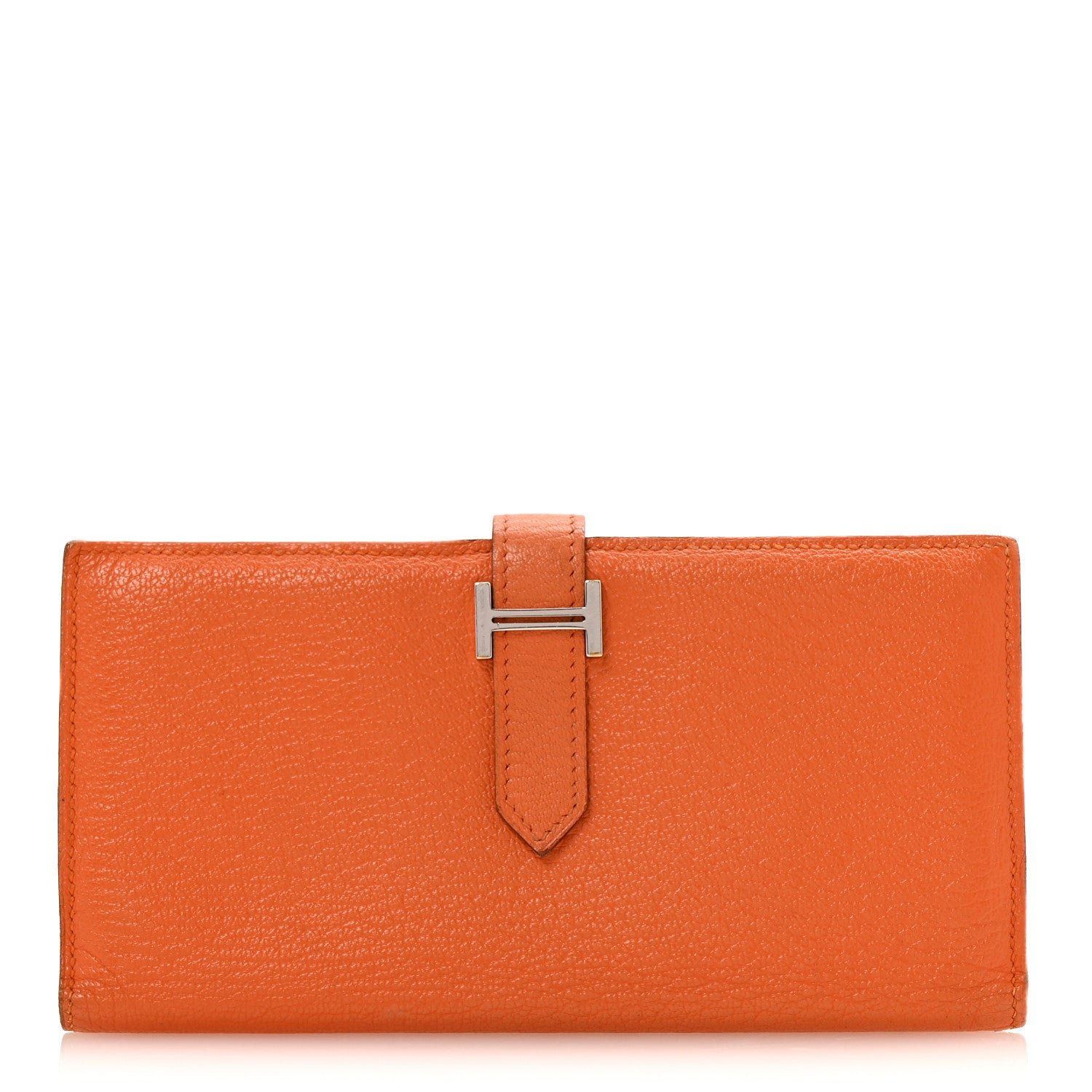 Hermes Chevre Mysore Bearn Gusset Wallet Orange