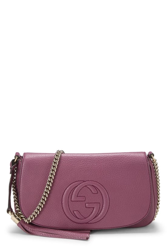 Purple Grained Leather Soho Chain Flap Crossbody