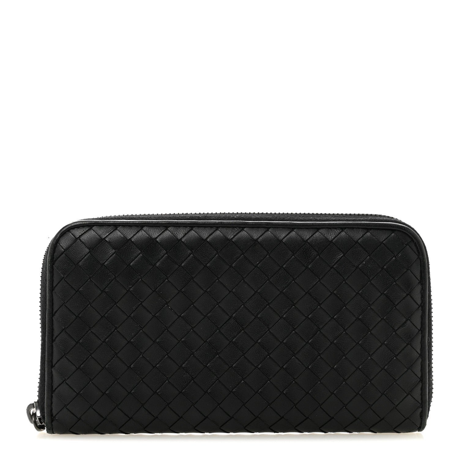 Bottega Veneta Nappa Intrecciato Zip Around Wallet Black