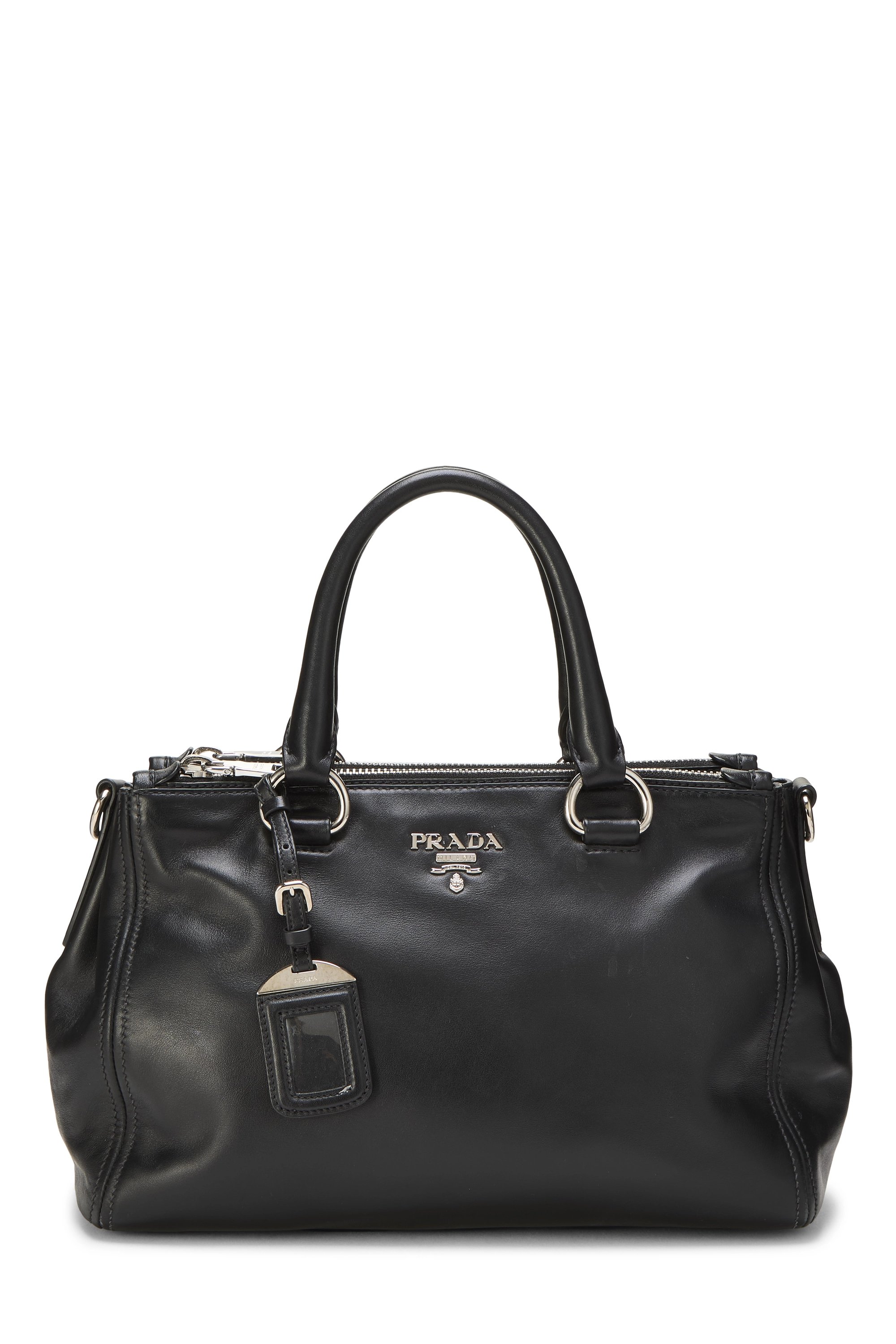 Black Calfskin Double Zip Handbag Medium