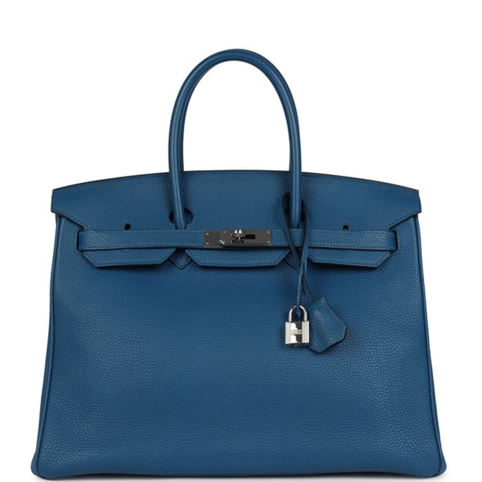 Hermes Pre-owned Hermes Birkin 35 Bleu de Galice Togo Palladium Hardware