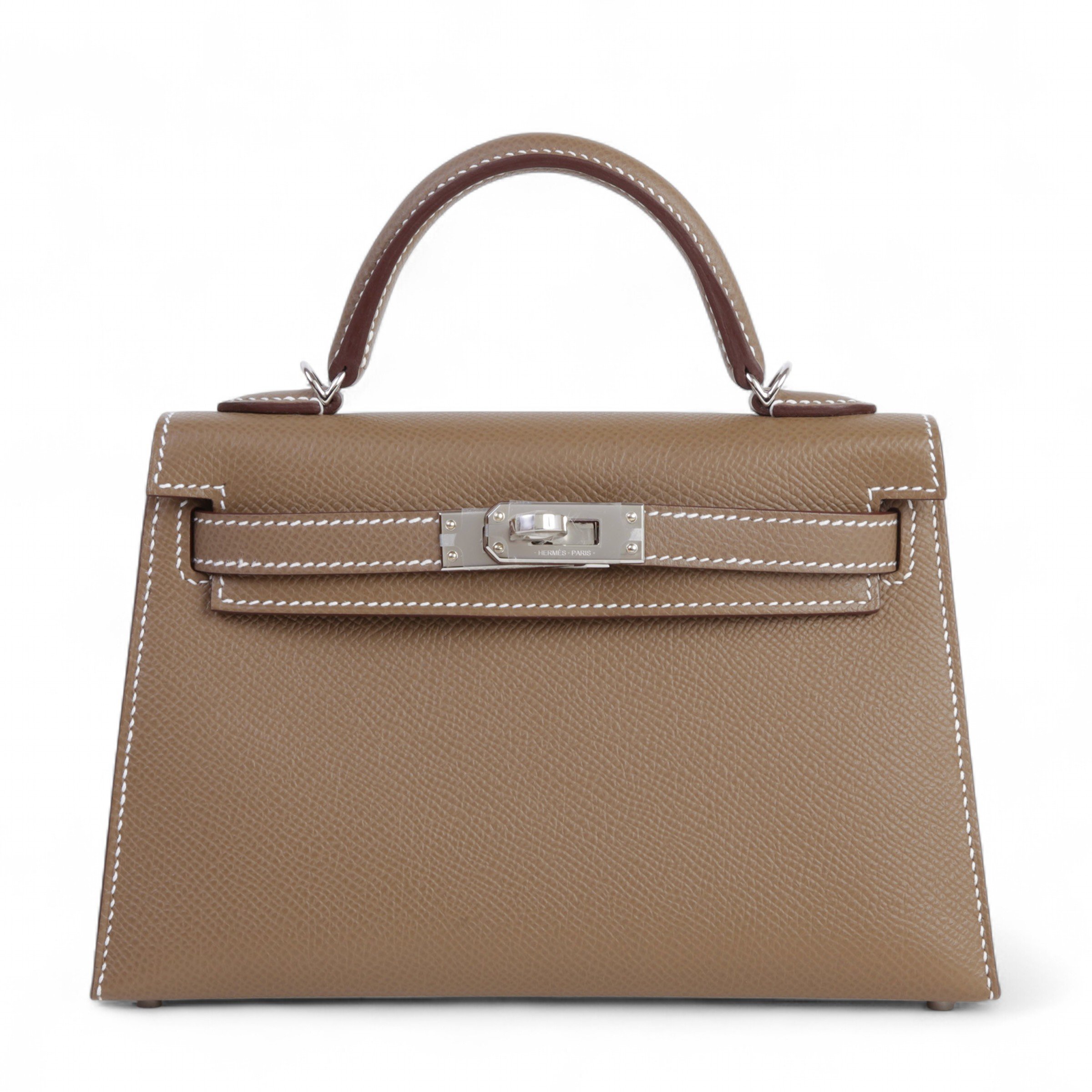 Hermes Unused ( Rank NS )  HERMÈS  Mini Kelly II Etoupe (18) Epsom Palladium hardware K (2025)