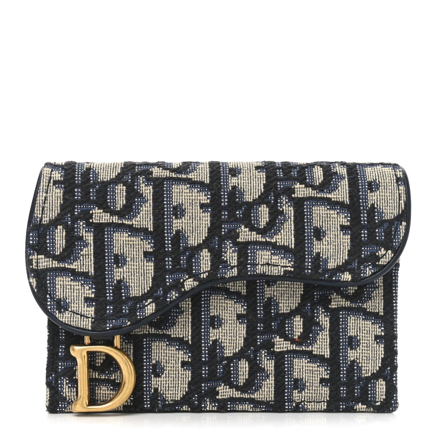 Dior Oblique Saddle Card Holder Blue