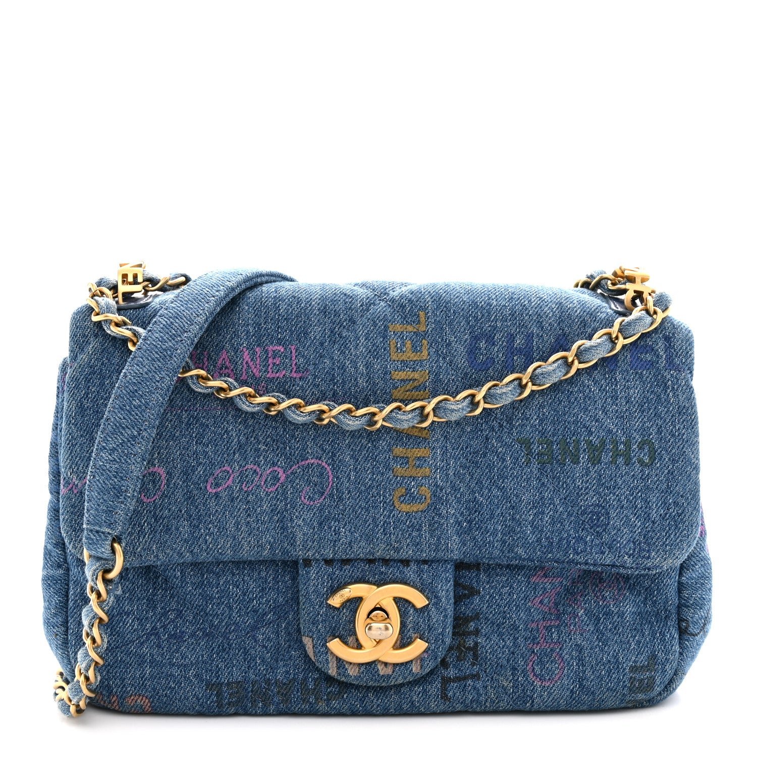 Chanel Denim Quilted Mini Denim Mood Rectangular Flap Blue Multicolor