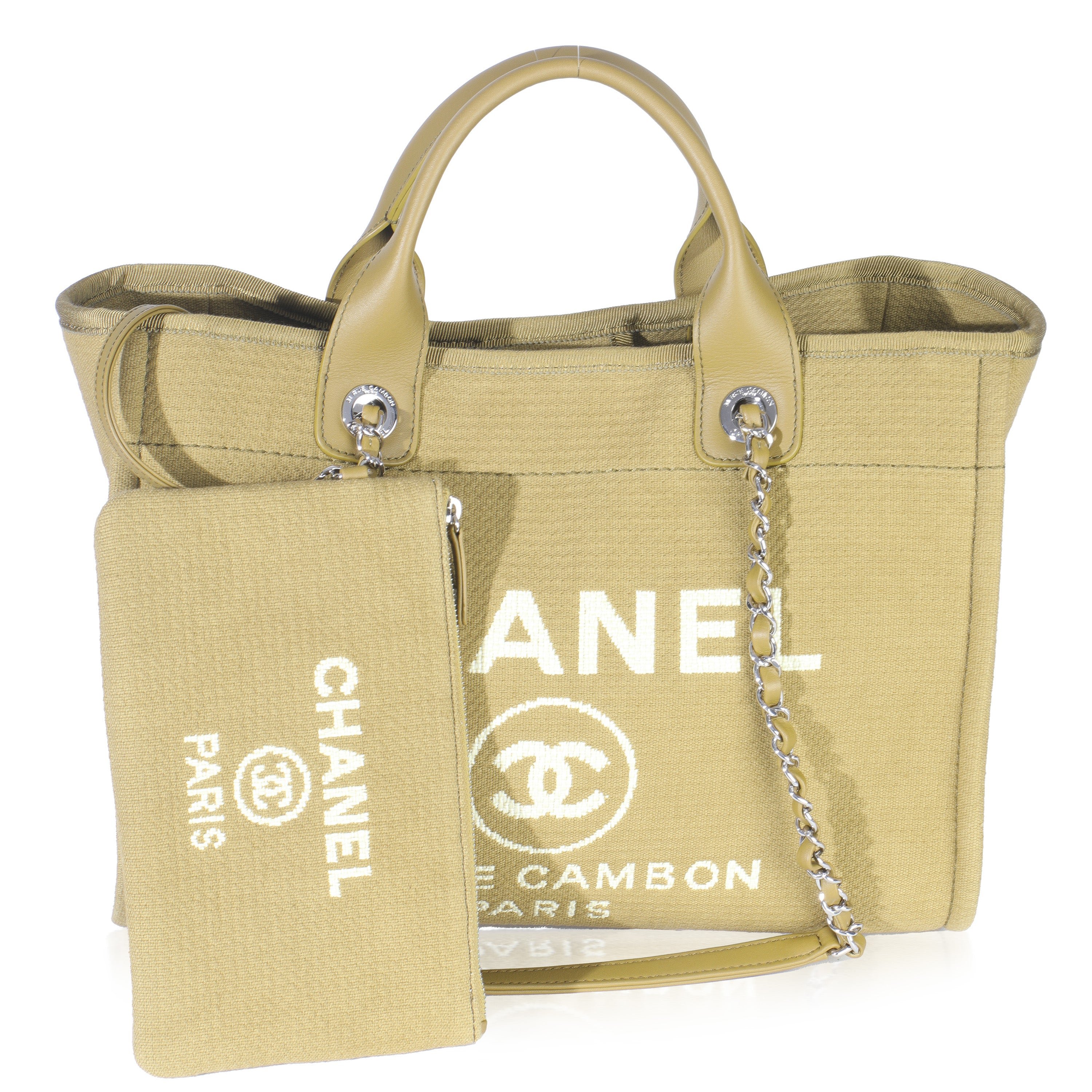 Chanel 23A Green Mixed Fibers Large Deauville Tote
