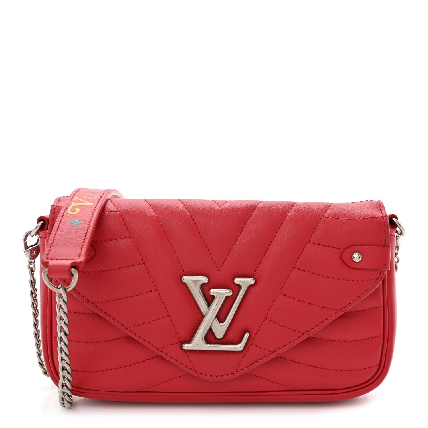 Louis Vuitton Calfskin New Wave Chain Pochette Scarlet