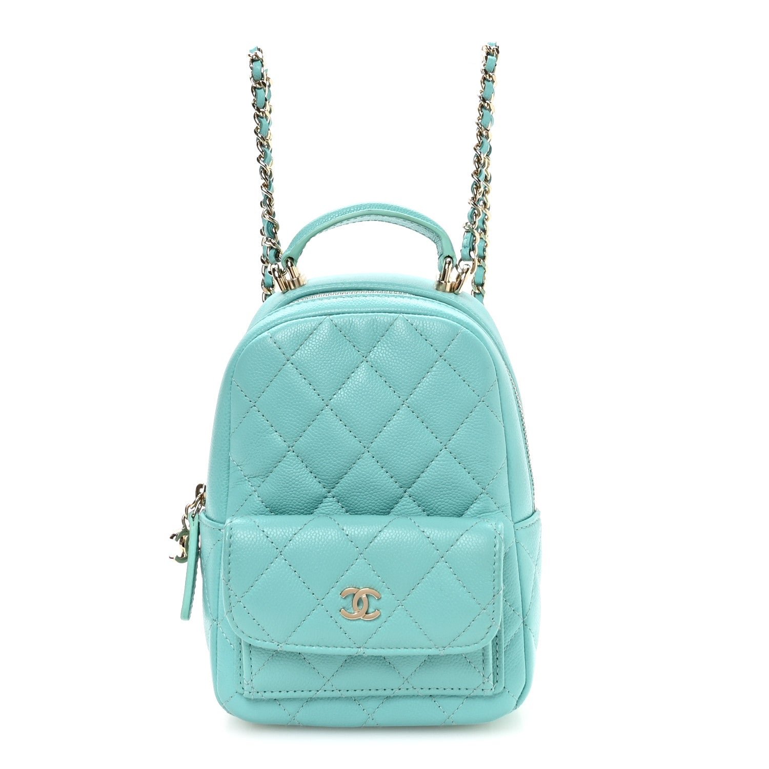 Chanel Caviar Quilted CC Mini Classic Backpack Blue