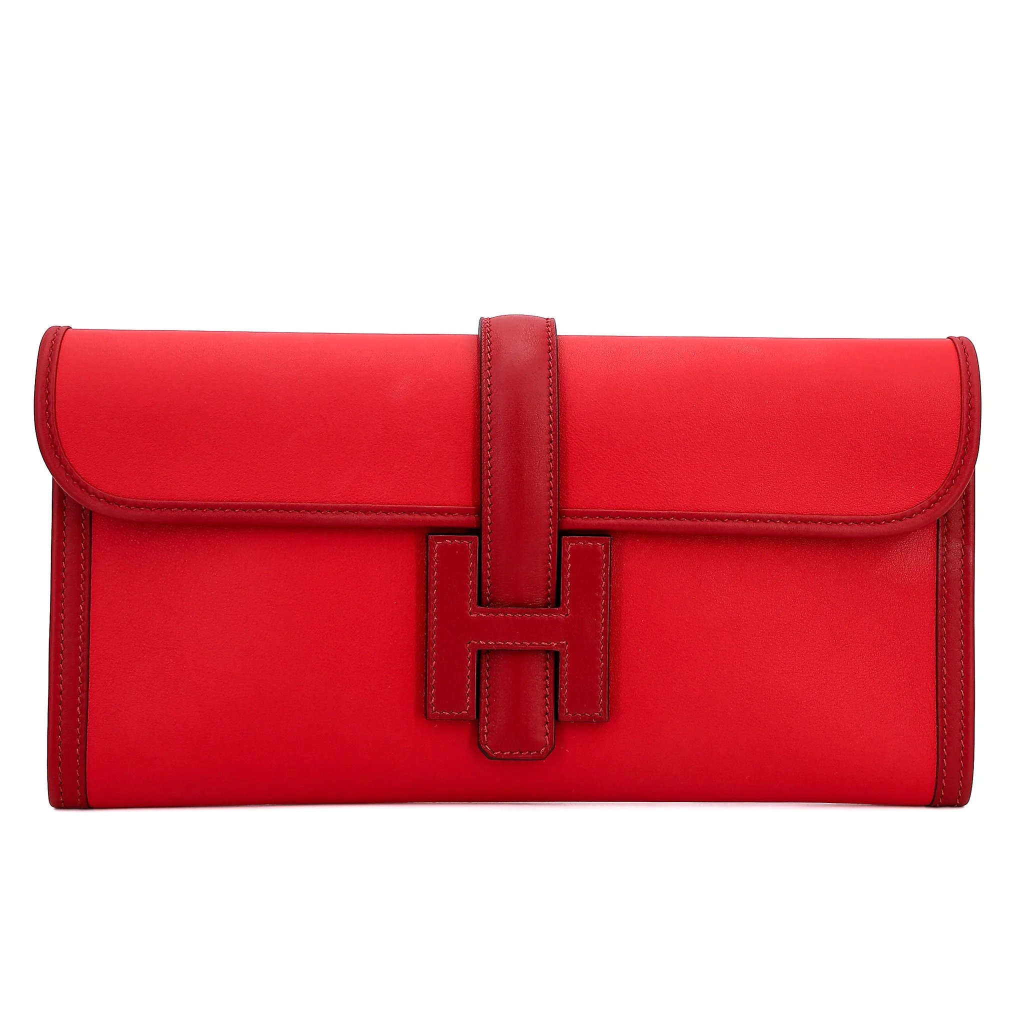 Unused ( Rank NS ) HERMÈS Jige 29 Verso Rouge de Coeur (S3) Rouge Casaque (Q5) Swift Y (2020)