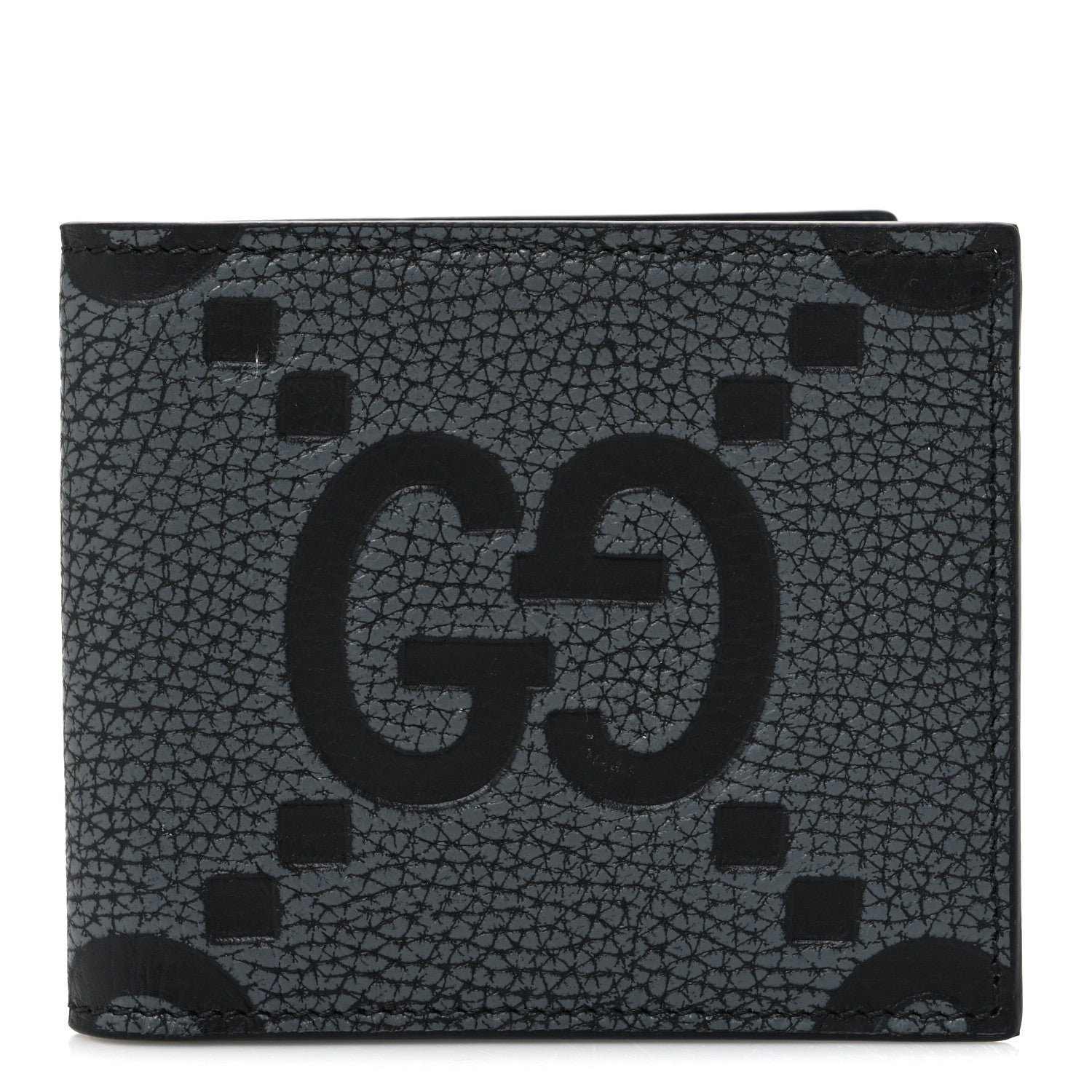 Gucci Piuma Calfskin Jumbo GG Embossed Wallet Dark Grey Black