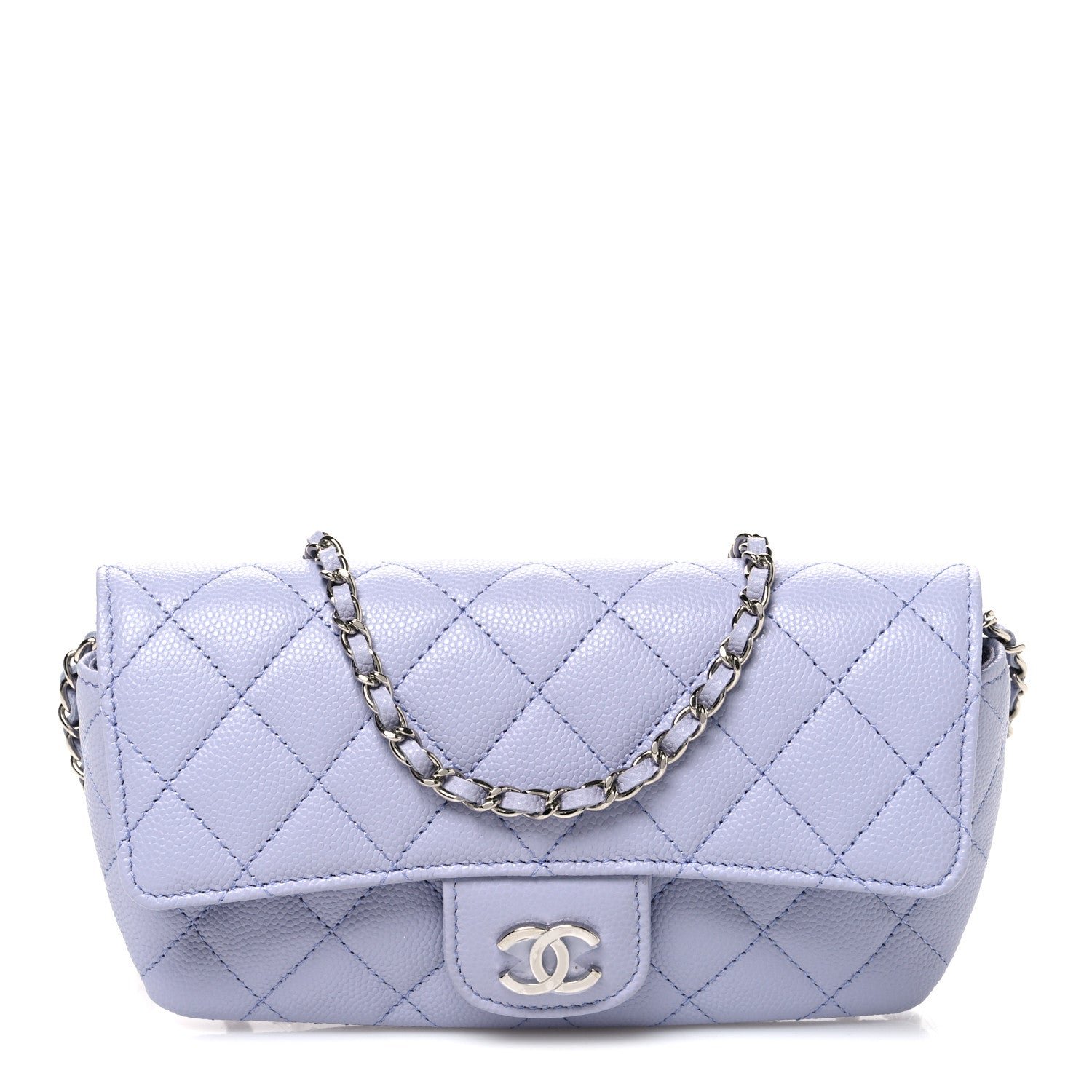Chanel Caviar Quilted Glasses Case With Chain Light Purple
