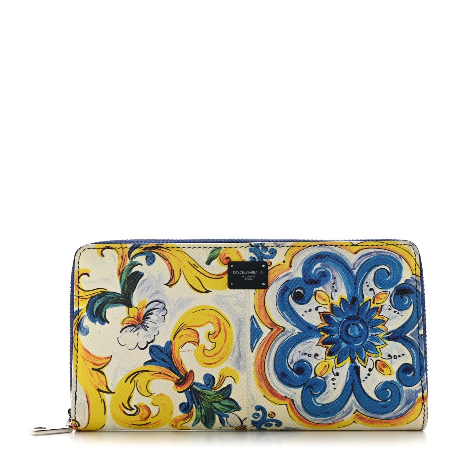 Dolce & Gabbana Dauphine Majolica Printed Zip Around Wallet Multicolor